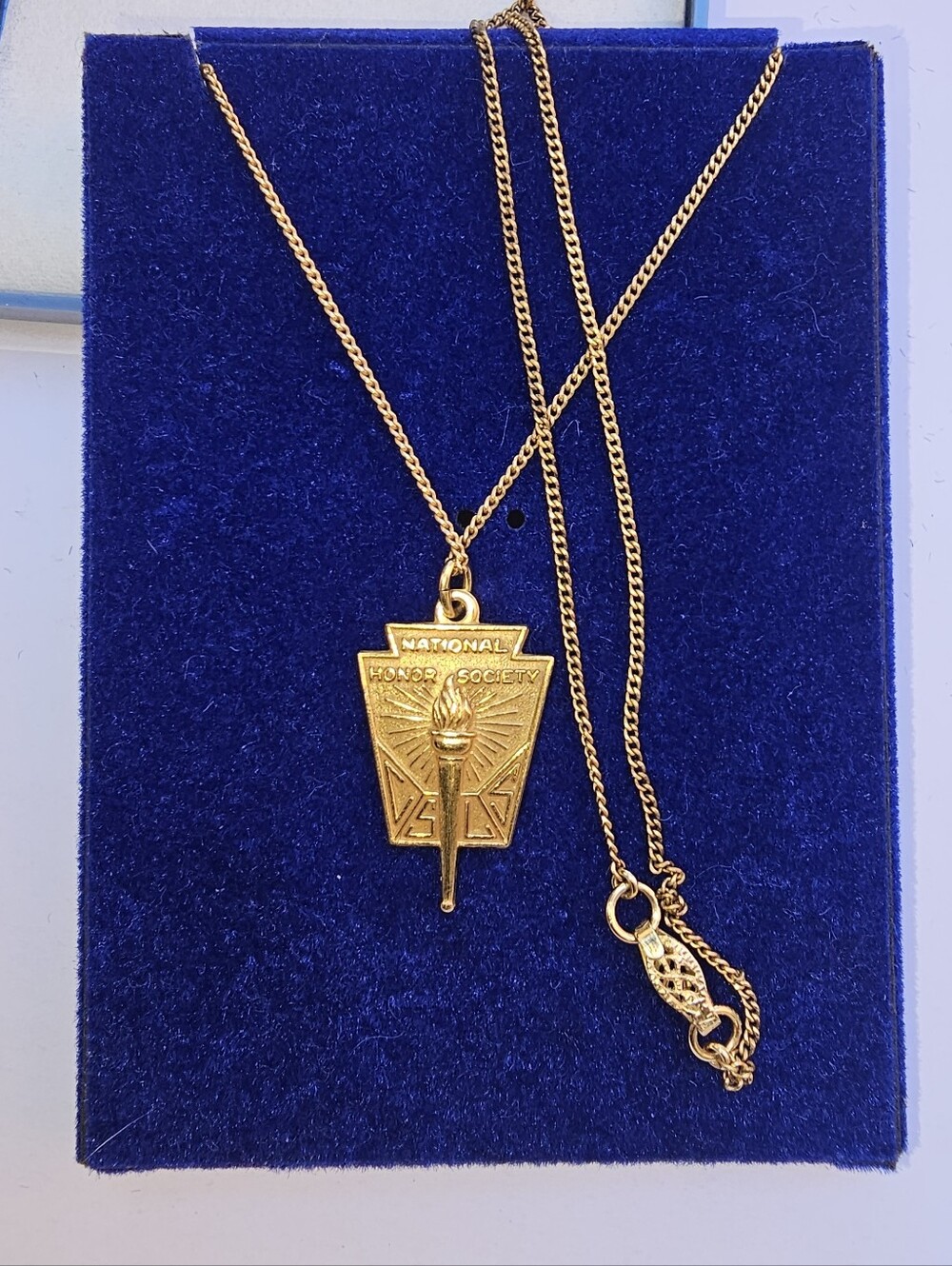 Vintage Balfour LGB National Honor Society Gold Tone Pendant Torch Necklace
